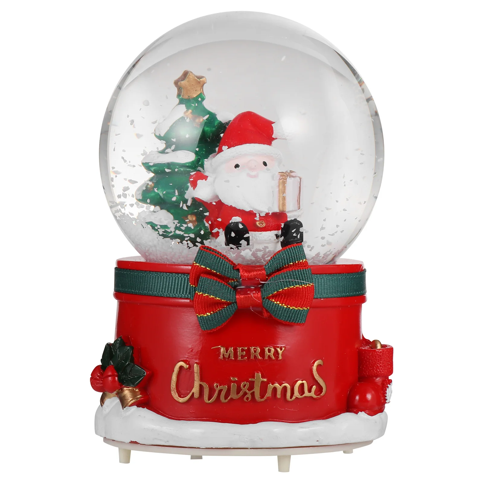 

Santa Claus Crystal Ball Music Box Handmade Christmas Decoration with Automatic Snow Swirl Play Xmas Songs Office Shelf Ornament