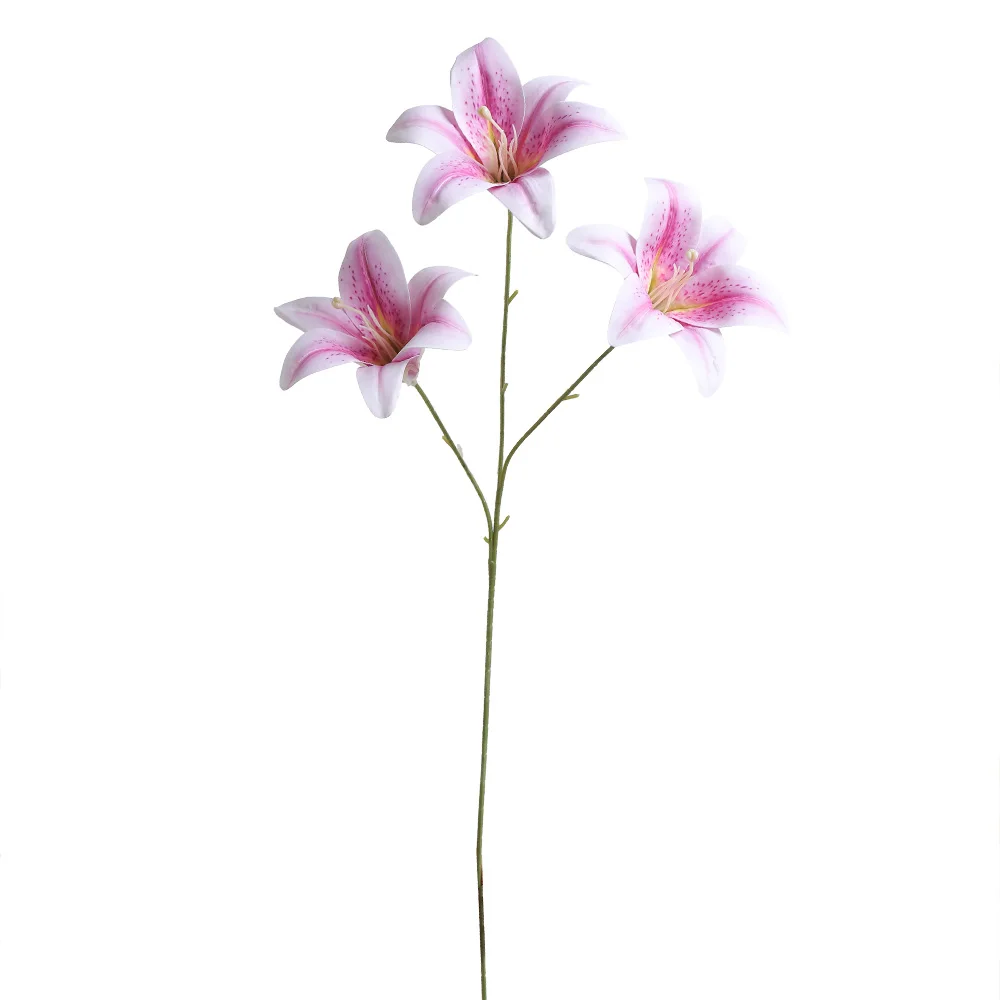 3 künstliche Lilienköpfe, künstlicher Blütenstrauß, Party- und Heimdekoration, Fotografie-Requisiten, DIY-Pflanze, Hochzeitsdeko, Vasenornament – Detail 10