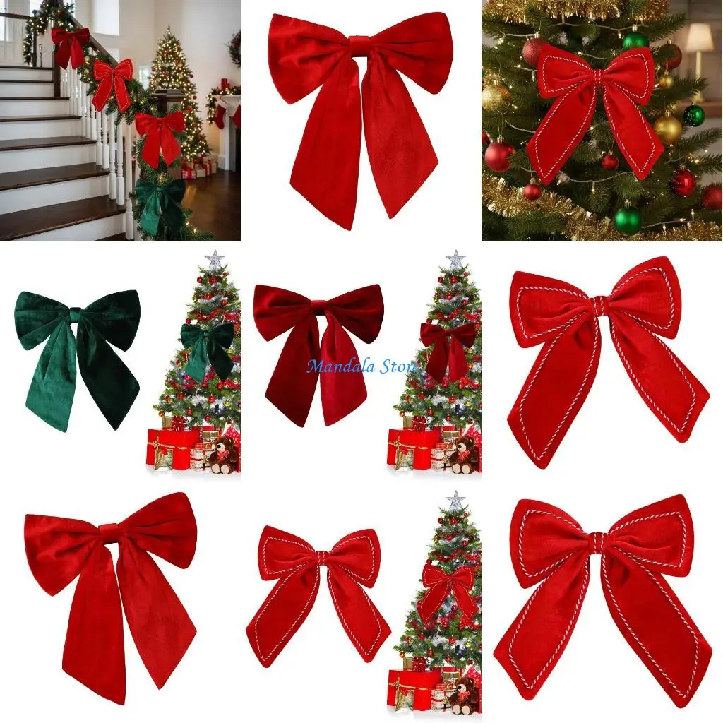 

U2JC Festival Velvets Bowknot Decorations For Christmas Tree Home Hotel Restaurants Craft Projects Holiday Parties