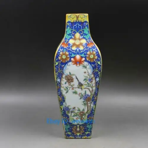 Alte Cloisonné-Porzellan-Handarbeit, Malerei, Blumenvase mit Yongzheng-Mark # 18