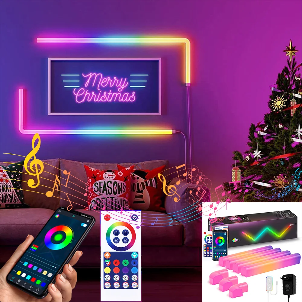 

Music Sync LED Light Bars Smart Wall Sconces App Remote Control Gaming Room Decoration Party RGBIC Wall Lights DIY Night Lights