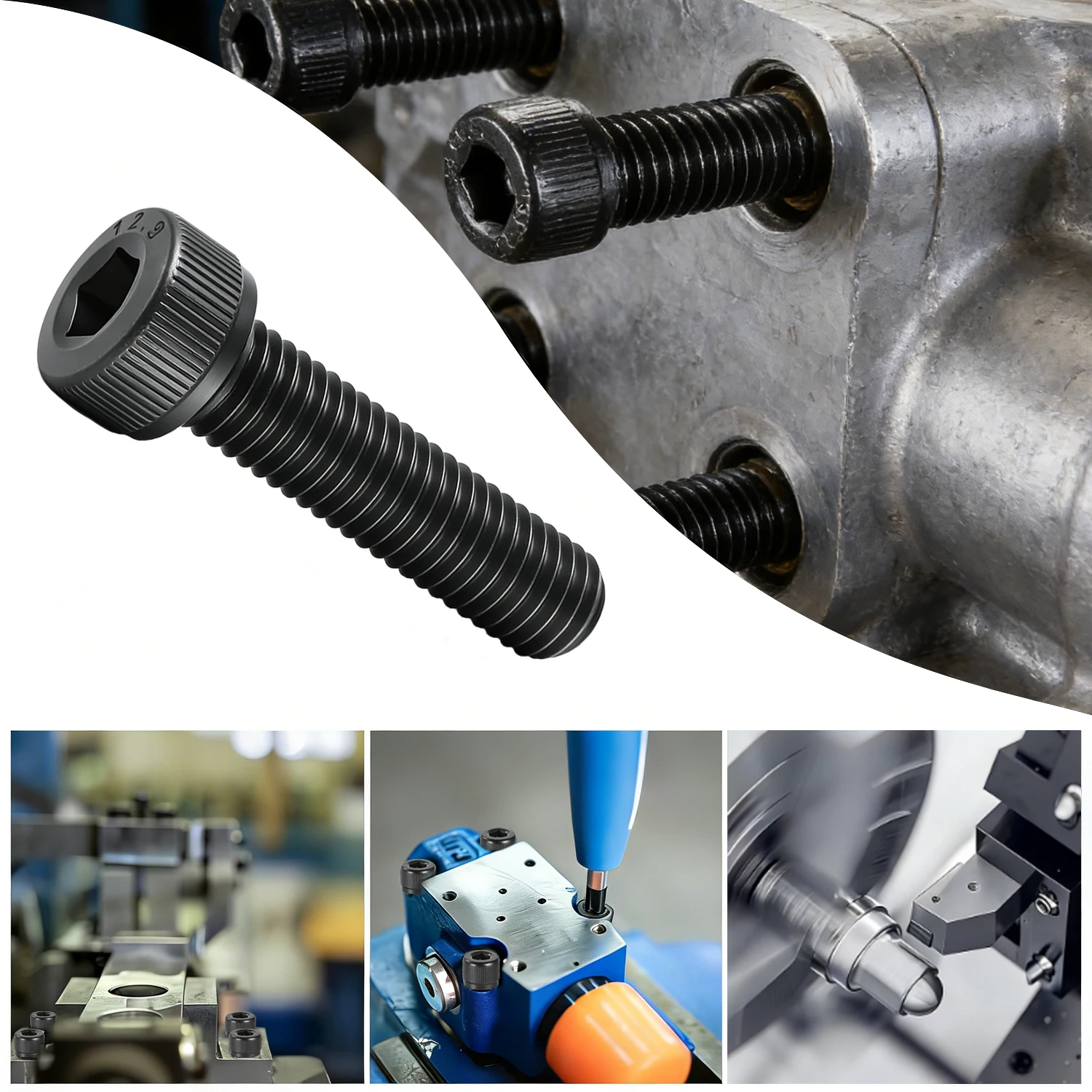 180-300pcs Assorted M2 M3 12.9 Grade Hex Head Bolts, Black High Strength Metric Screws, Heavy Duty Fastener Kit for Repair