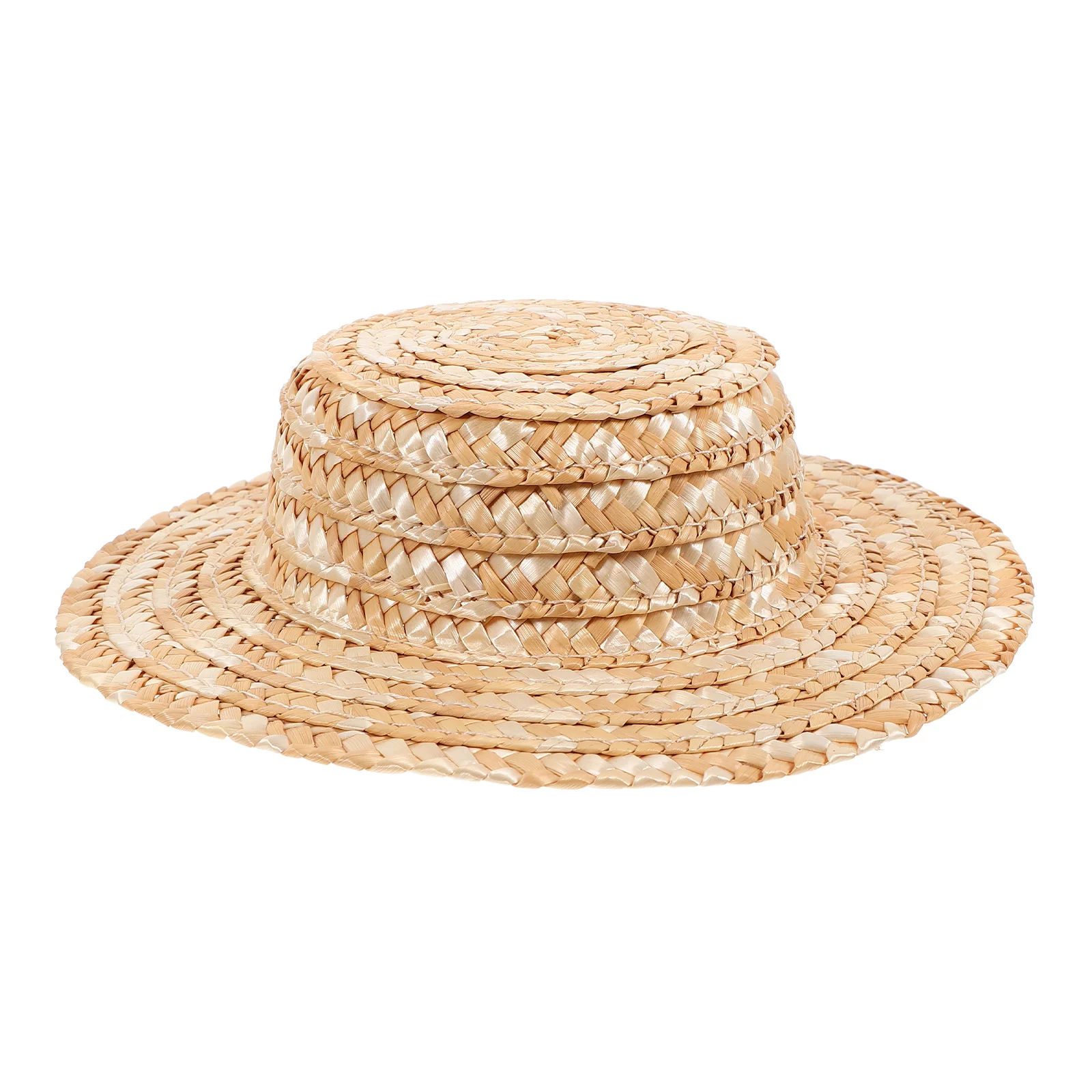 Mini sombrero de paja para manualidades, decoración tejida de paja de trigo, decoración del hogar en miniatura, accesorio de utilería para fotos, Mini sombrero de paja
