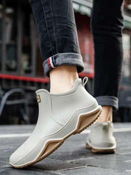 Neue Regen Schuhe Knöchel Frauen Wasserdichte Schuhe Regen Stiefel Männer Anti-rutsch Verschleiß-beständig Plüsch Mode Küche Sommer winter