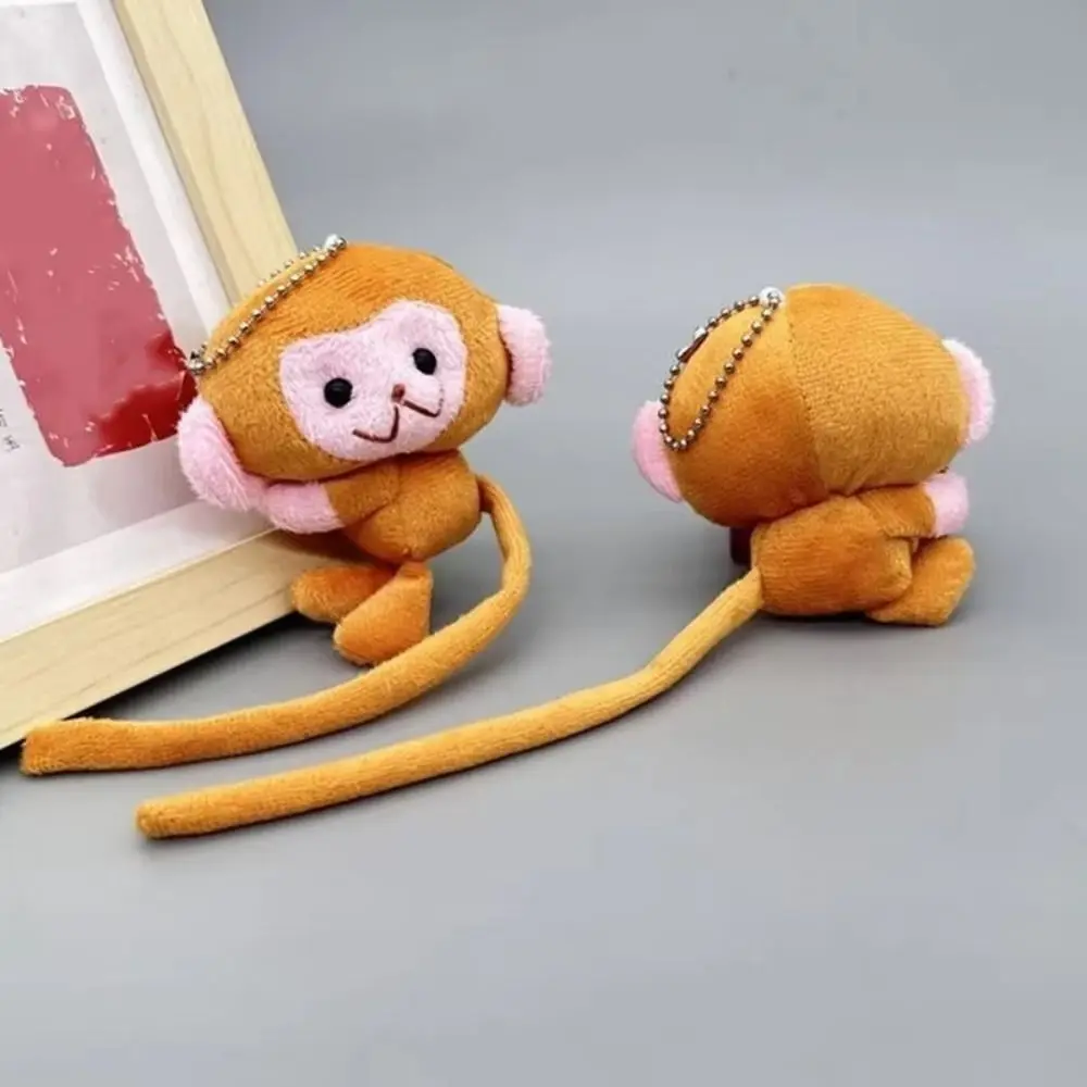 Trendy Long-tailed Monkey Key Chain Plush Toy Doll Cartoon Monkey Keychain Cute Backpack Pendant Gift for Children