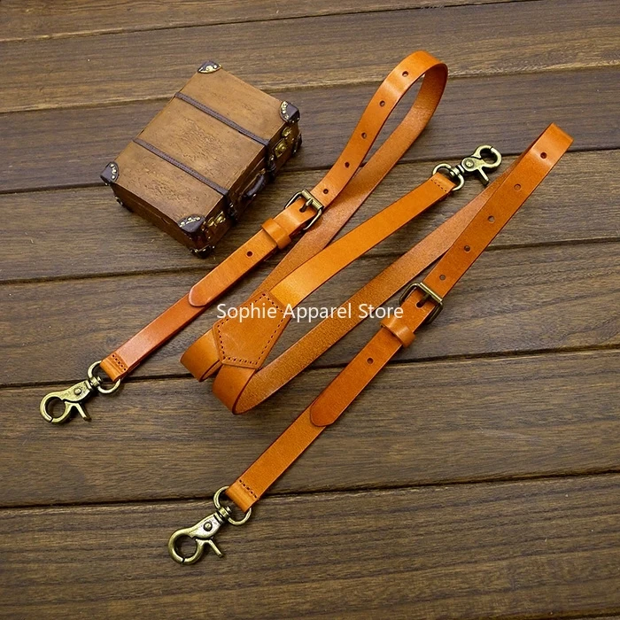 Genuine Leather Vintage Suspenders for Men Women Long Hook Buckle Strap Braces Adult Adjustable Bretelles Pour Homme Bretels