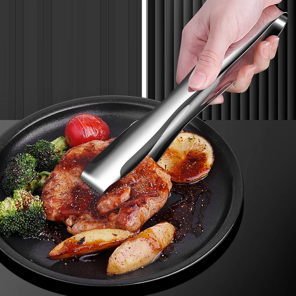 Pastry Clamp BBQ Baking Tool Anti-Slip Chuck Color: Silver Comfortable U-Shaped Handle Curved Serrated Design Color: Silver