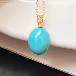 Minimally designed oval turquoise necklaces new in charm round blue pendant fashionable party jewelry  for women gift