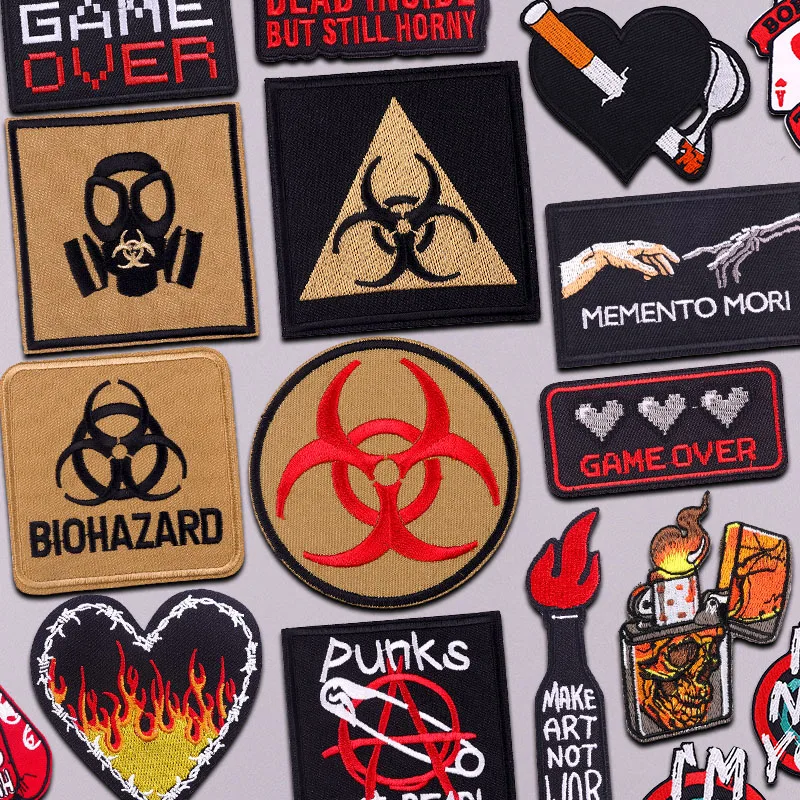 Hippie Punk Rock Eisen auf Patches für Kleidung DIY Spiel über Brief bestickte Patches Nähen schmelzbaren Patch für Jacken Rucksack