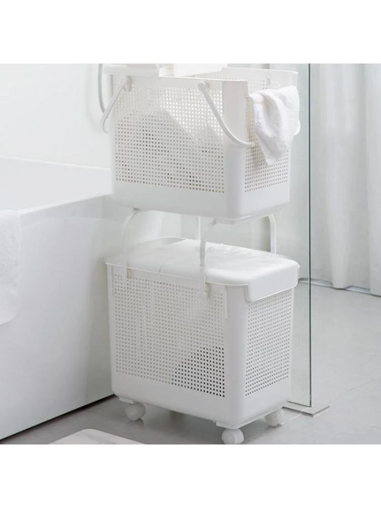 

superimposed with lid hamper household bathroom classification dirty clothes storage basket laundry