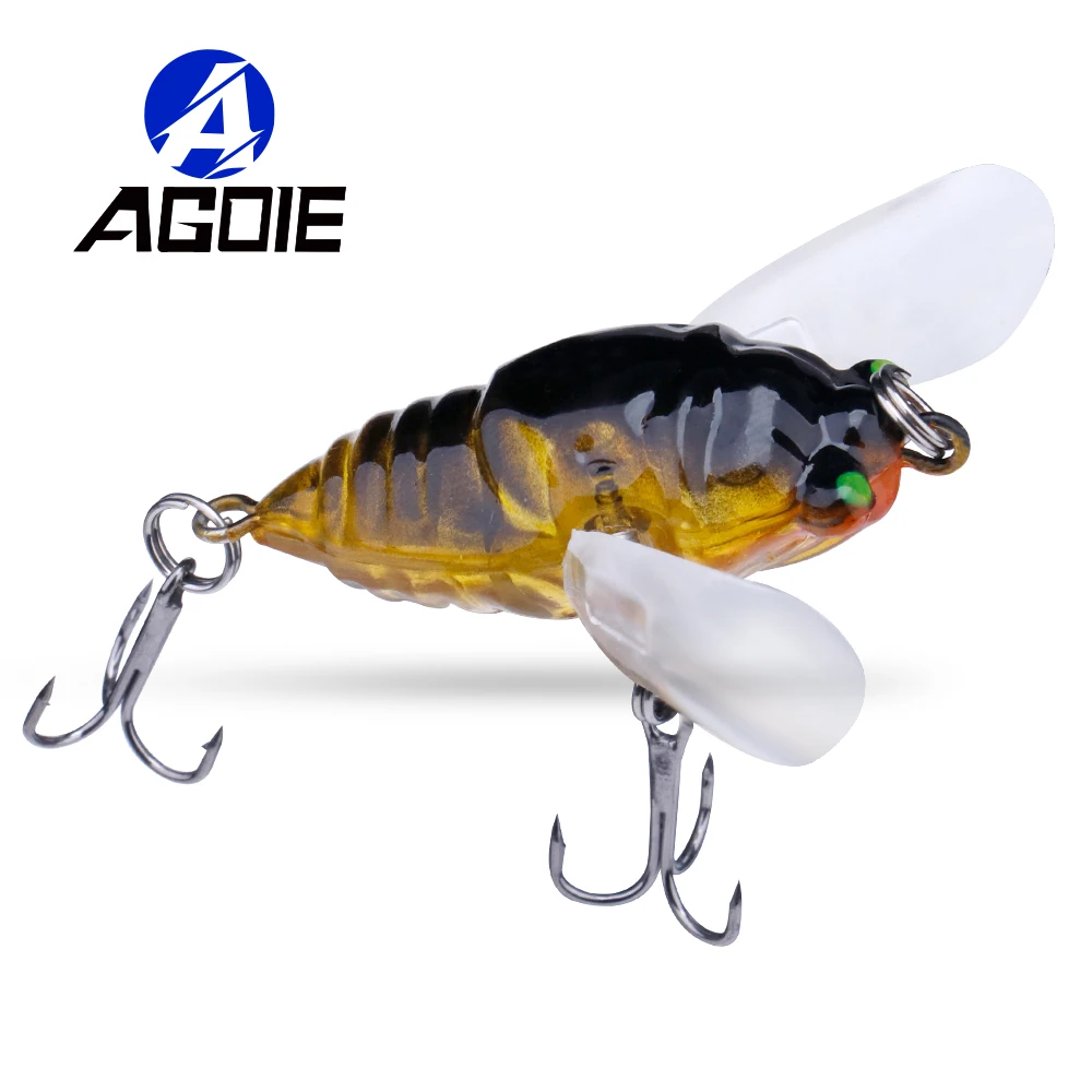 

Agoie 6.5g 5cm Topwater Popper Lure with Wings Artificial Bait Lifelike Cicada Glow in the Dark Fishing Lure for Pike Bass