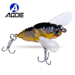 Agoie 6.5G 5Cm Topwater Popper Lokken Met Vleugels Kunstaas Levensechte Cicade Gloeien In Het Donkere Visaas Voor Snoekbaars