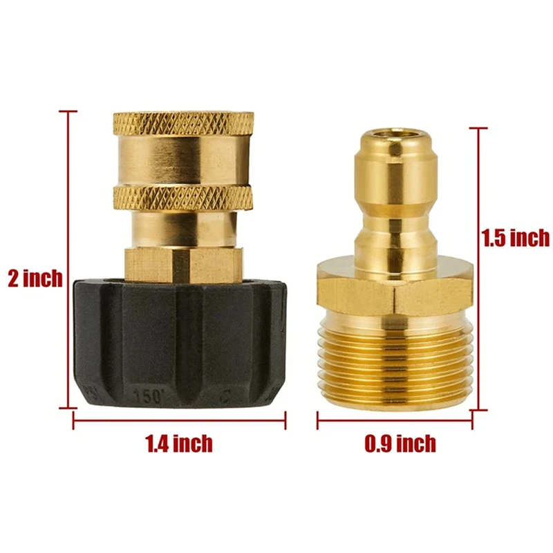 Swivel M22 To 1/4" Quick Connect Hitch For High Pressure Wash Gun To Hose Adaptor Connection