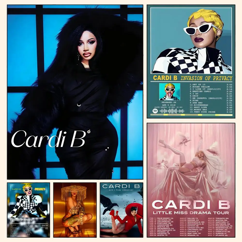 Singer C-Cardi B Poster Waterproof HD Modern Peel And Stick Wall Decor Living Room Dorm Garage