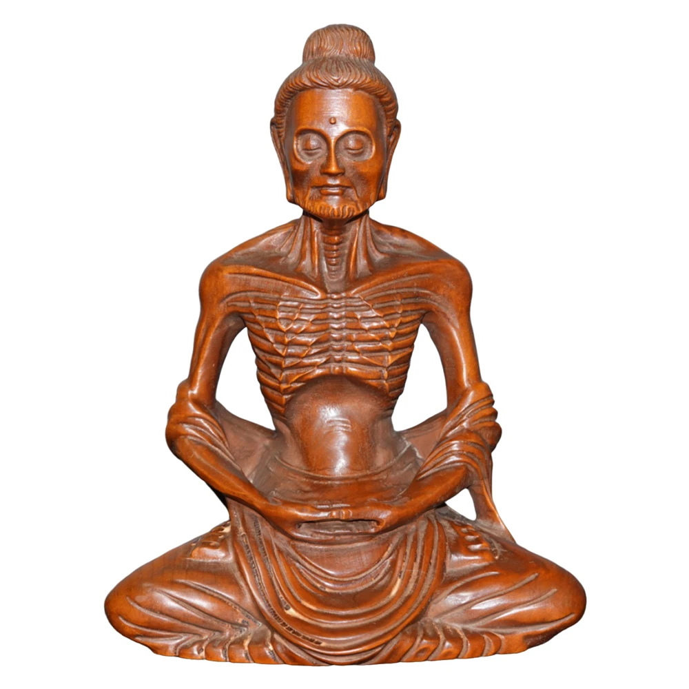 Sculpture en bois décorative Bouddha Ascétique, figurine sculptée à la main, tranquillité orientale, dévotion, illumination, persévérance