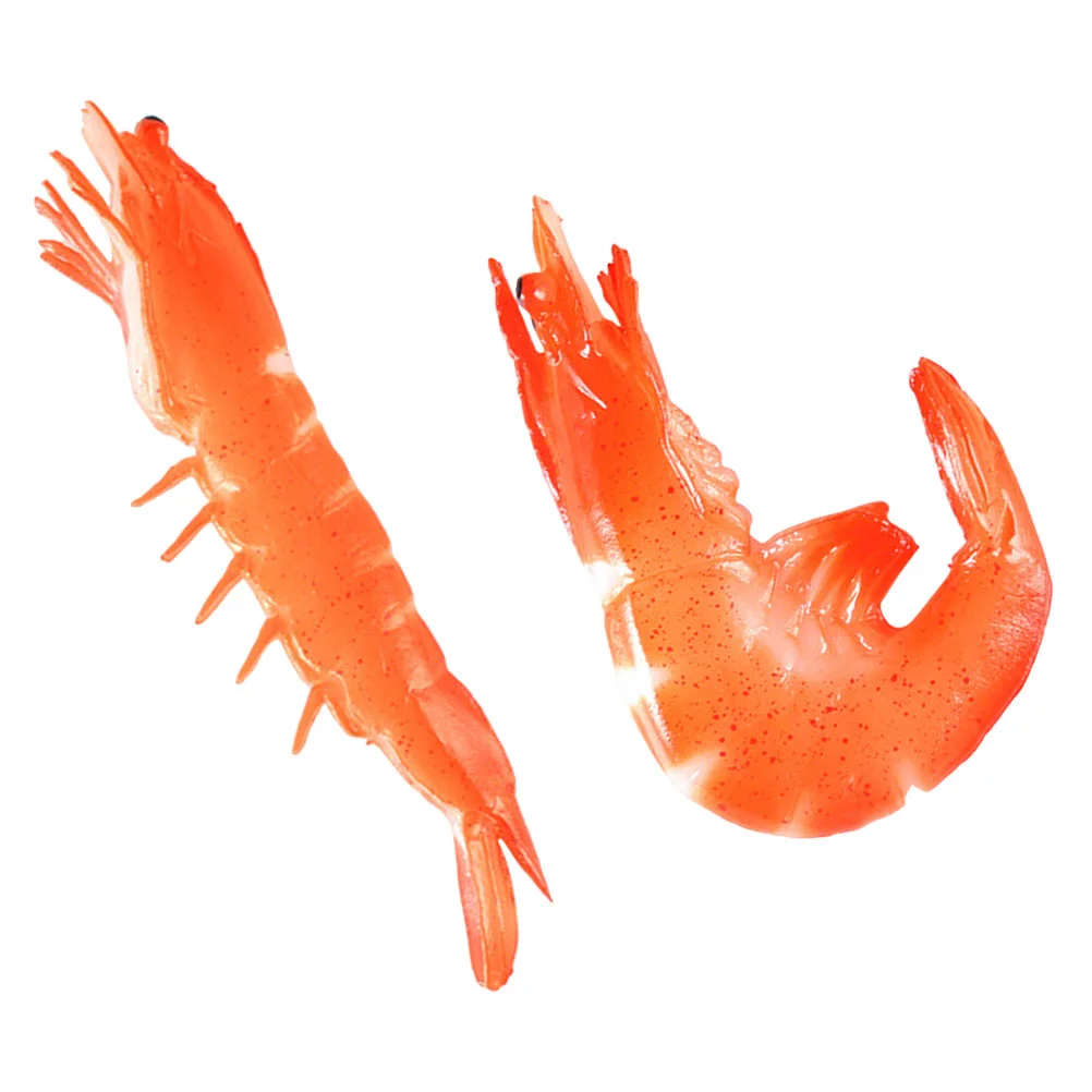 2 Pcs Models Big Red Prawn Small-Sized Shrimp Animals Cognitive Artificial Toy Food Photo Prop Kid Educational Child
