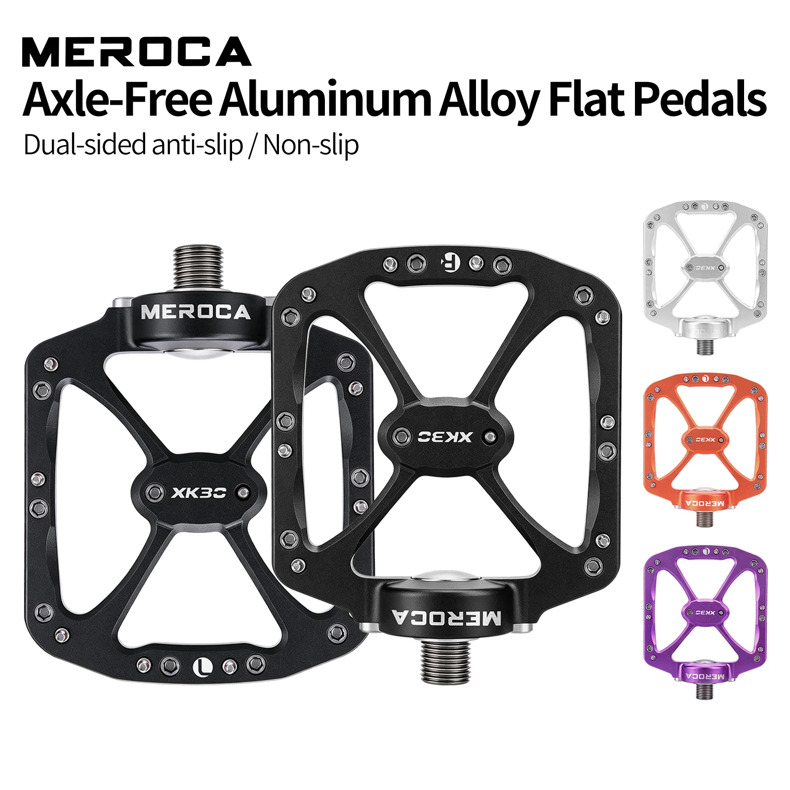 MEROCA Achsenlose Fahrrad-Flachpedale CNC Aluminiumlegierung Gedichtete Lager Rutschfeste Pedale 9/16" für Mountainbike- und Rennradpedale