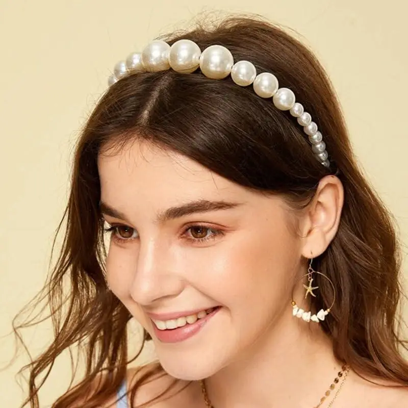 Perlen-Haarreifen, handgefertigt, geflochten, süßes Haarband, elegantes, dekoratives Haaraccessoire für Damen und Mädchen, Geschenk zum Valentinstag. – Detail 2