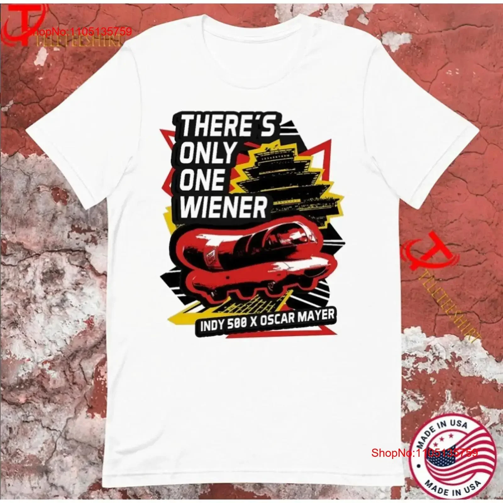 

Indianapoli Motor Speedway There S Only One Wiener Indy 500 X Weenie Футболка винтажная стираная дышащая стильная уличная одежда