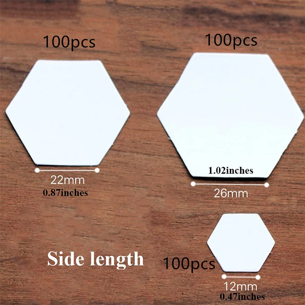 300 Stück sechseckige Papierquilt-Vorlagen, Papierstück, DIY-Patchwork, 12 mm, 22 mm, 26 mm – Detail 1