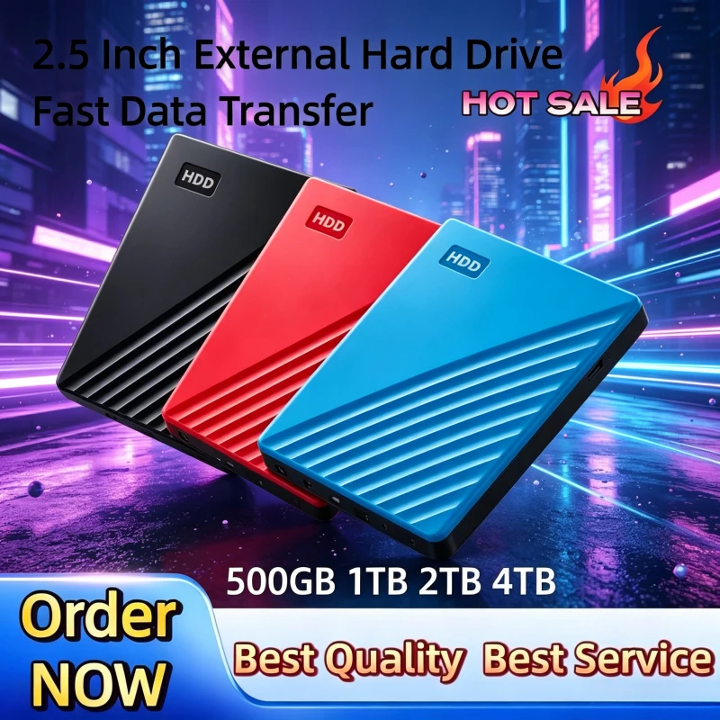 Portable 2.5 Inch External HDD USB 3.0 Fast Data Transfer Multi-Device Compatible Durable Storage Disk for Data Backup Slim Fast