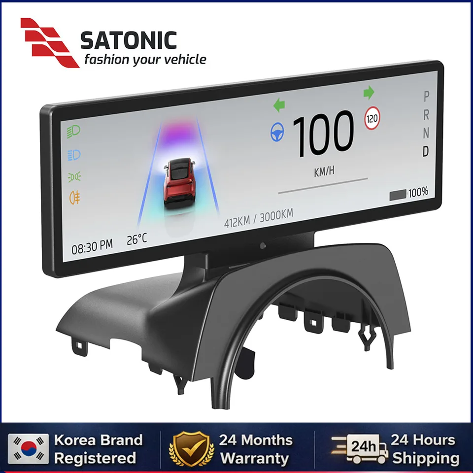 SATONIC 8.8인치 스마트 카플레이 계기판 대시보드 테슬라 2026년형 신형 모델 Y 주니퍼 YL용 무선 카플레이 안드로이드 오토 GPS 지원 썸네일 7