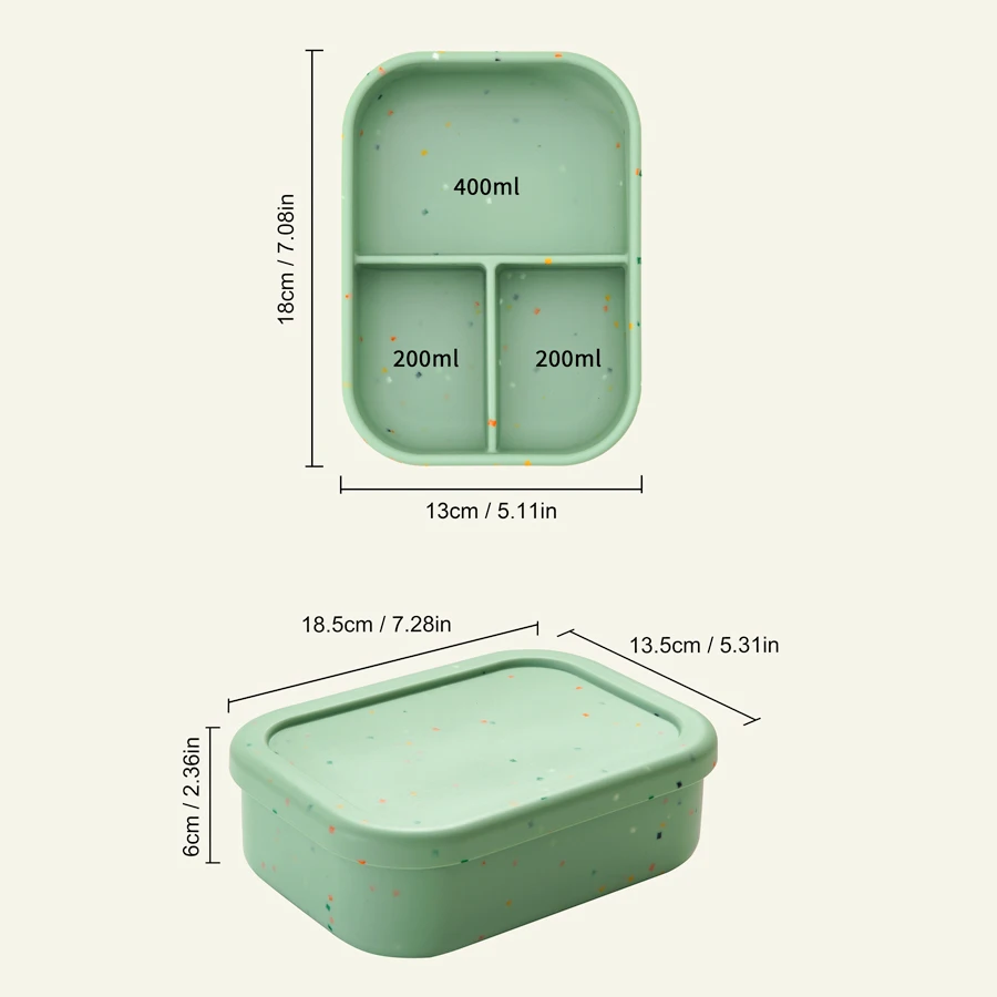 1PCS Baby Silicone Tableware Solid Color Lunch Box Three-compartment Dinner Plate Eating Training Baby Stuff Spots Plate