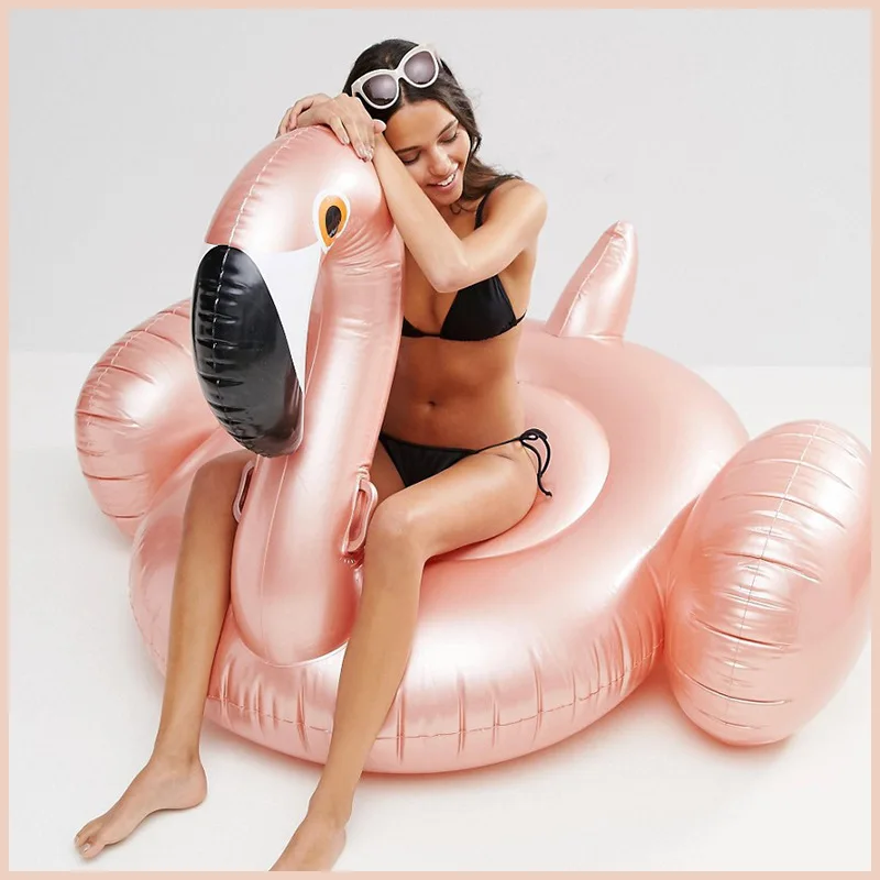 

Pool Accessories 150CM Swimming Ring Pool Float PVC Rose Gold Flamingo Inflatable Adult Swim Ring