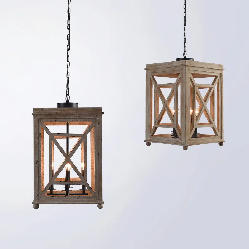 Cross-border exclusive for American country retro old wood chandelier living room dining room bedroom homestay villa chandelier