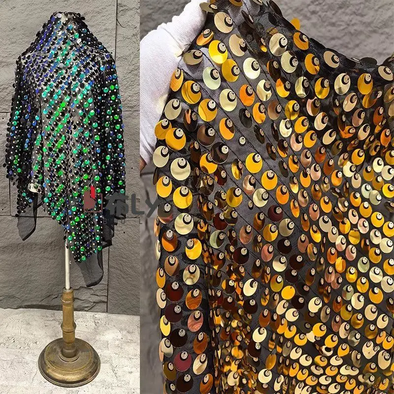 18mm New Sequin Fabric Sparkle Cloth for Wedding Backdrop Decoration Evening Dress Cami Skirt Fashion Designer Garment Material