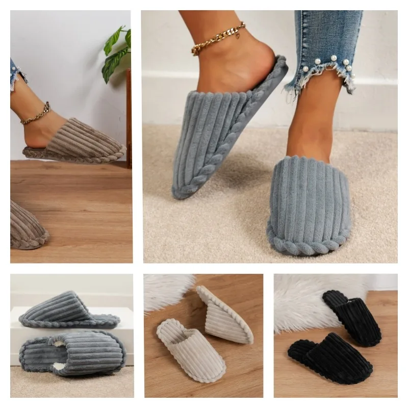 

Women Cotton Slippers Soft Plush Indoor Home Shoes Cozy Casual Lightweight Faux Fur Fluffy Cover Footwear for Ladies Winter