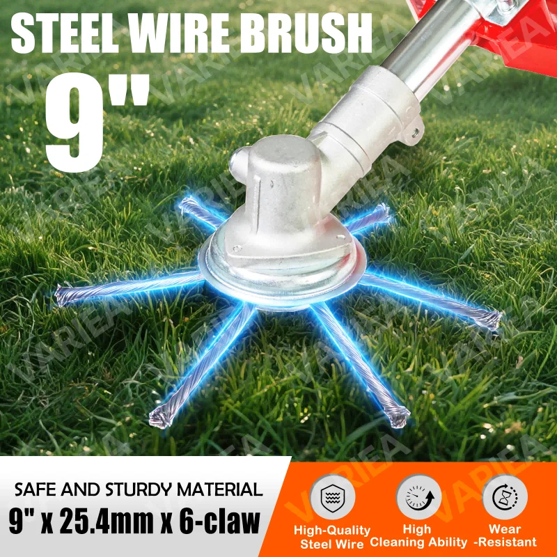 VARIEA-3pcs of High-Quality 9-Inch Steel Wire Trimming Head, with 5 Adapters, an Effective Grass Trimmer And Moss/Rust Removal T