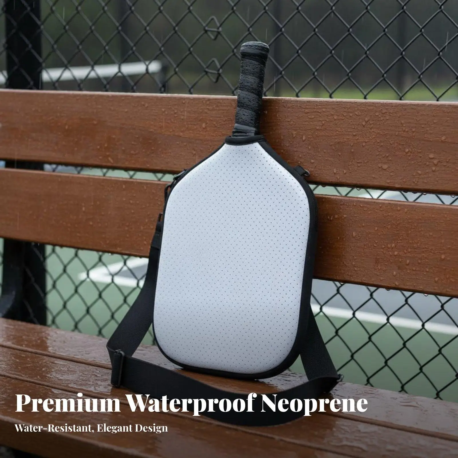 Neoprene Racket Protector Paddle Cover with Adjustable Shoulder Strap Zippered Pocket for Travel Court Essentials