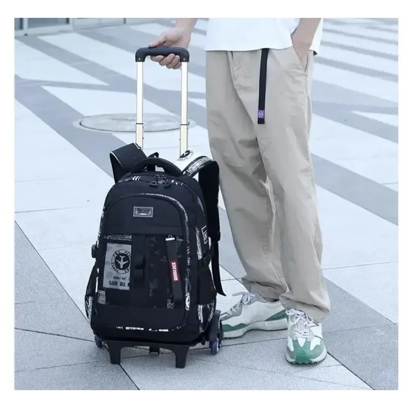 New Wheeled Satchel  Trolley Bag on Wheels for Boys School Rolling Backpack Bags with Cart School Bag Teenagers