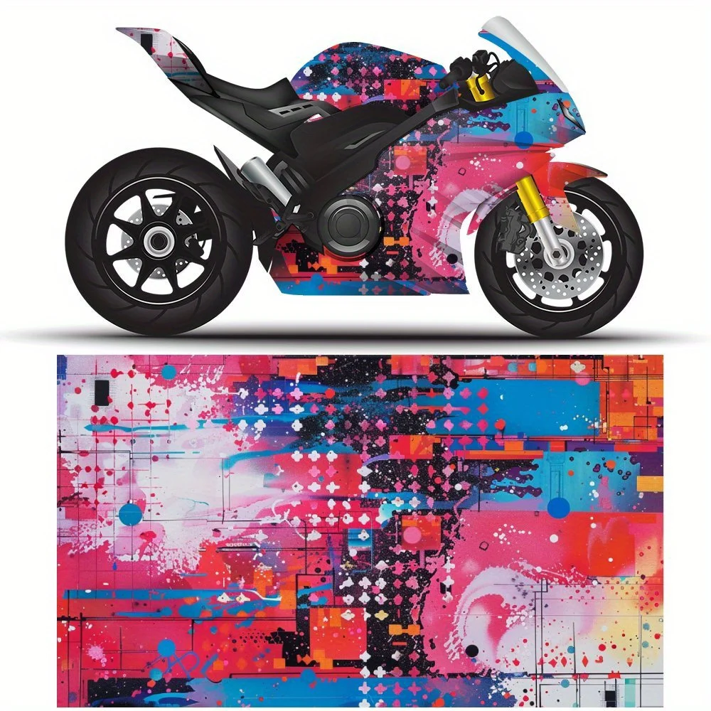 

Многослойные волны Glitch, наклейки для электрического мото, кибер-градиентный дизайн, виниловая пленка для мотоцикла, водонепроницаемая съемная наклейка, Un