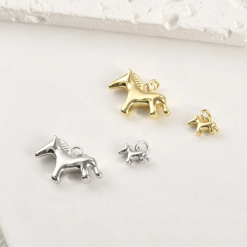 

Медный кулон-пони с глянцевым покрытием под 14-каратное золото, объемный, для самостоятельного изготовления браслетов, ожерелий, серег и аксессуаров