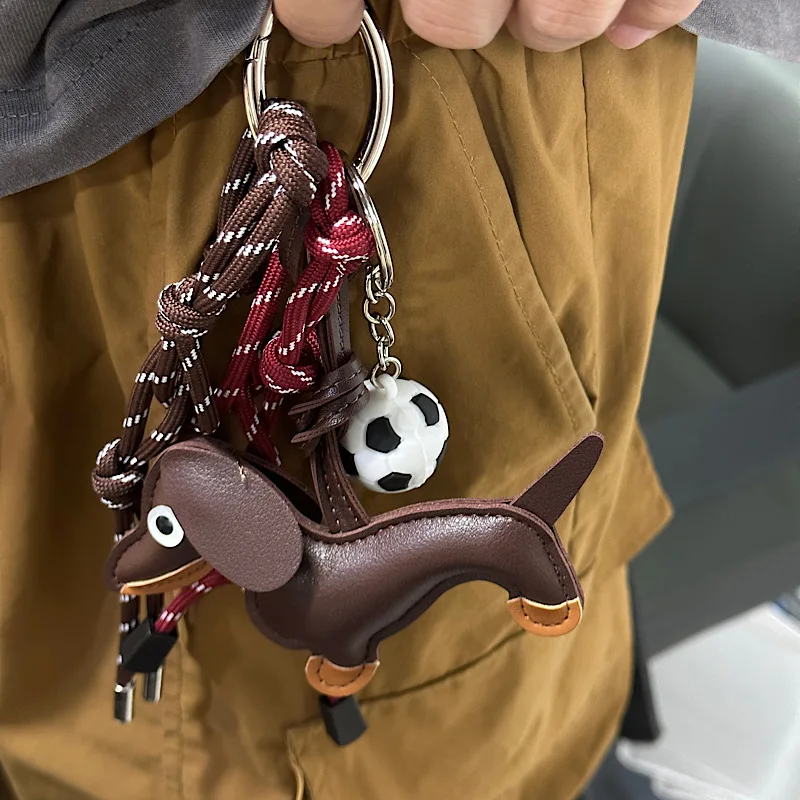 Premium Sausage Dog PU Leather Pendant Suitable for Mobile Phone Bag Pendant Accessories Keychain Couple Pendant