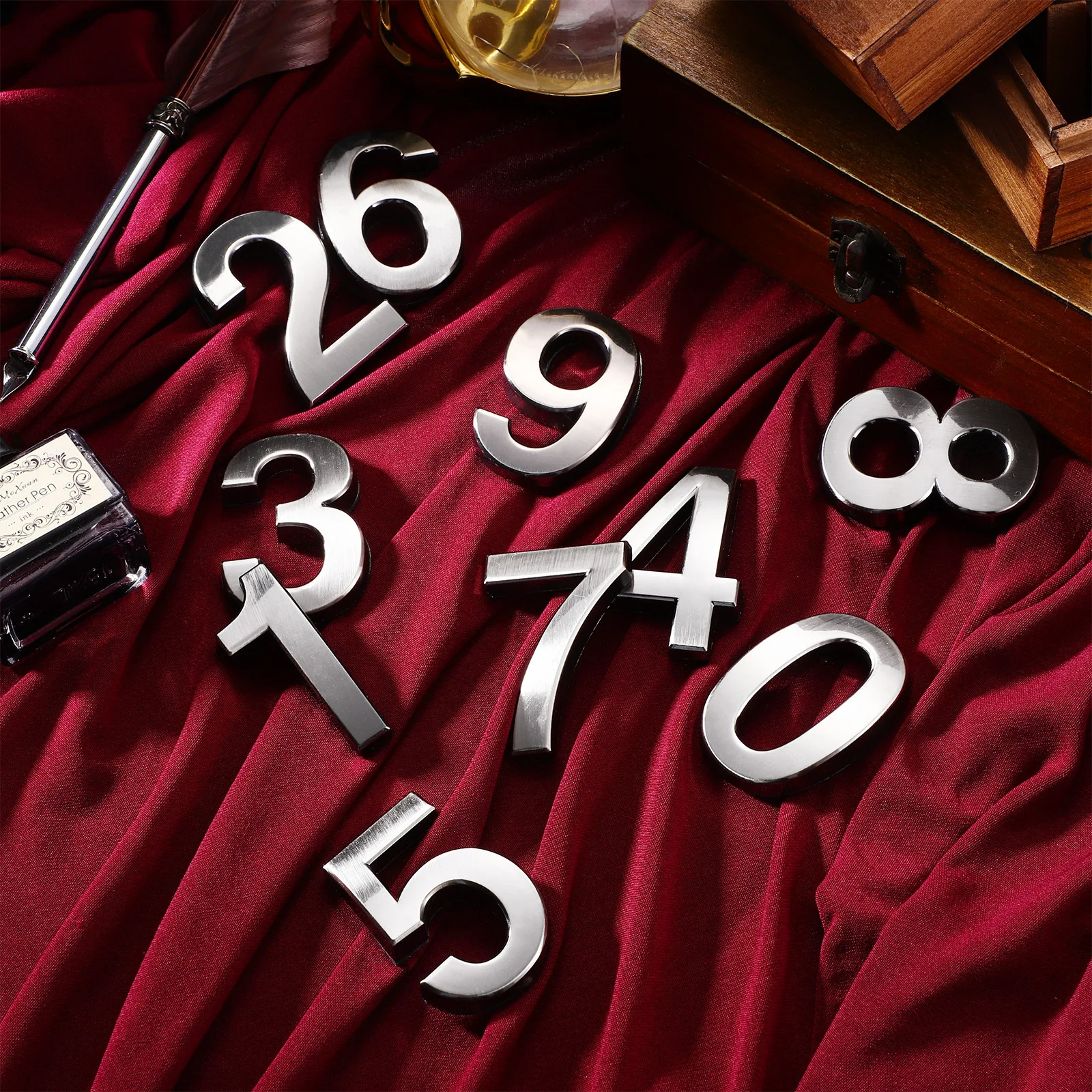 

Metal Numbers Mailbox Signs Street Address Durable ABS Electroplated Corrosion Resistant Easy Install Door Plaques 0-9