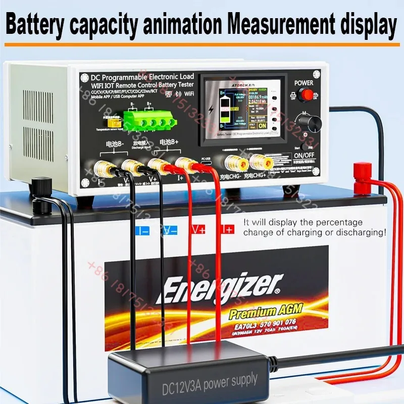 600W WiFi  200V 50A DC Electronic Load USB Tester High-Accuracy Resolution Battary Capacity Charging Discharge Tools