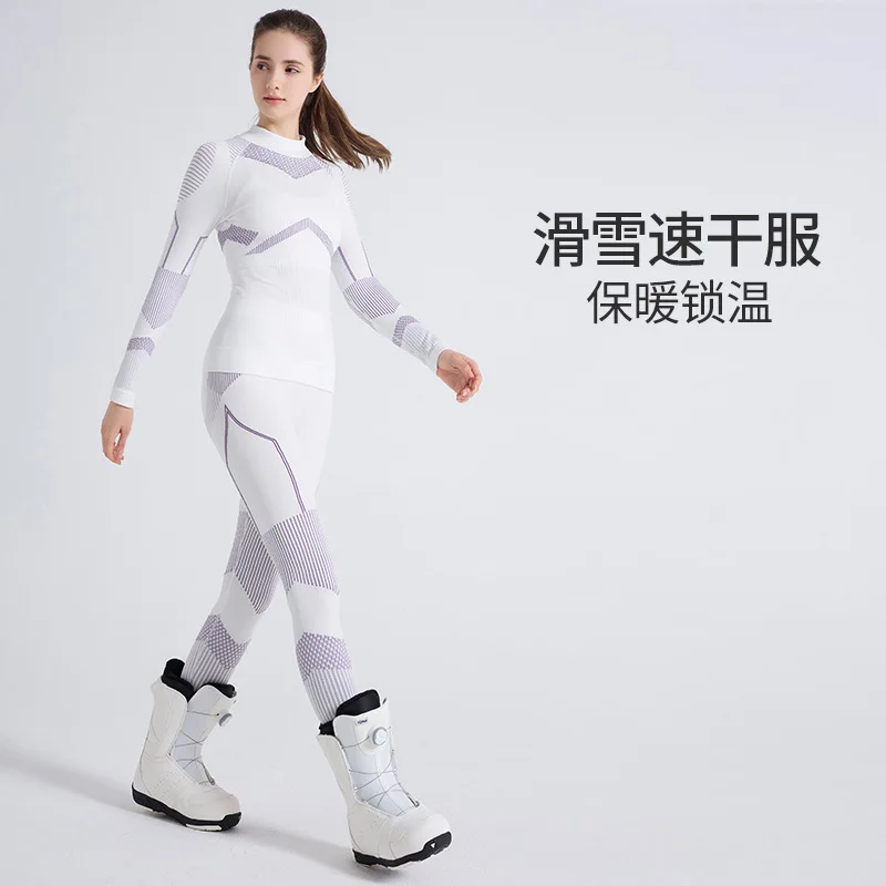 ملابس داخلية للتزلج سريعة الجفاف، مجموعة ملابس رياضية نسائية ضيقة لتسلق الجبال في الهواء الطلق دافئة وممتصة للعرق وقابلة للتنفس #1