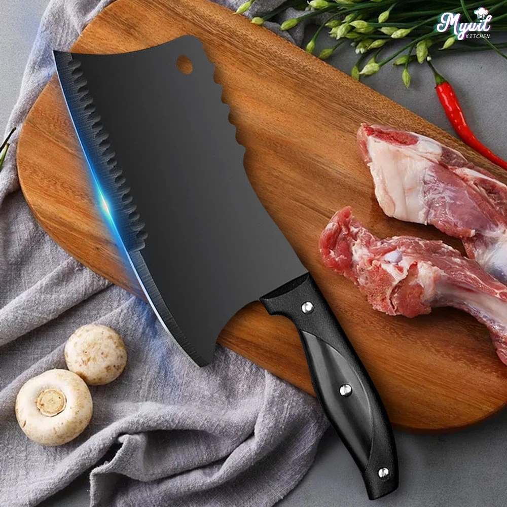 Kitchen Knife Cleaver Butcher Knife Bone Chopping Stainless Steel for Meat Vegetables High Hardness 8inch Chinese Chef Slicing