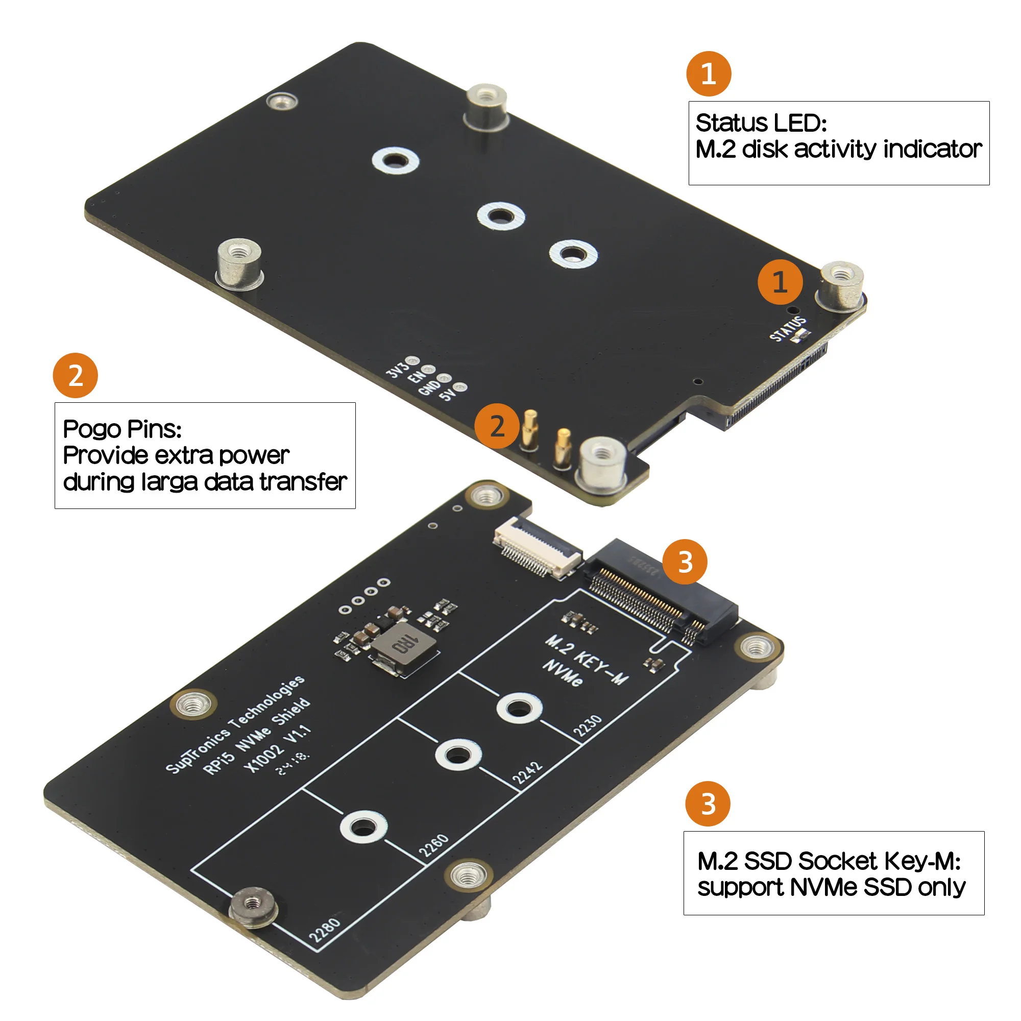 Geekworm X1002 pcie to NVMe Board with P580 Metal Case for Raspberry Pi 5