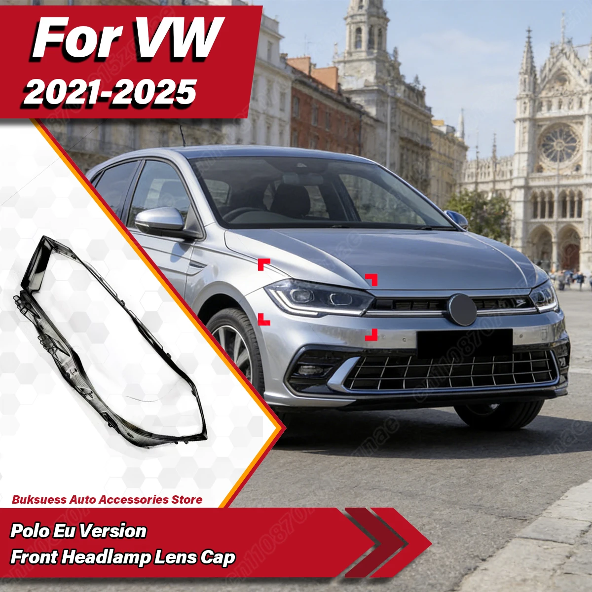 

For VW Polo Eu Version 2021 2022 2023 2024 2025 Auto Front Headlamp Lens Cap Transparent Lampshade Car Lamp Hood Shell Body Kit