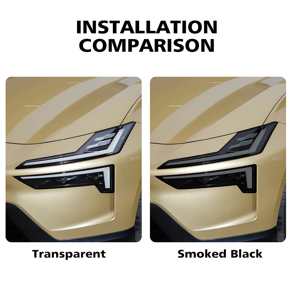 Pre-Cut TPU Headlight PPF For Polestar 2/3/4 Smoke Black High Gloss Anti-Scratch Protective Vinyl Wrap Cover Kit Car Accessories