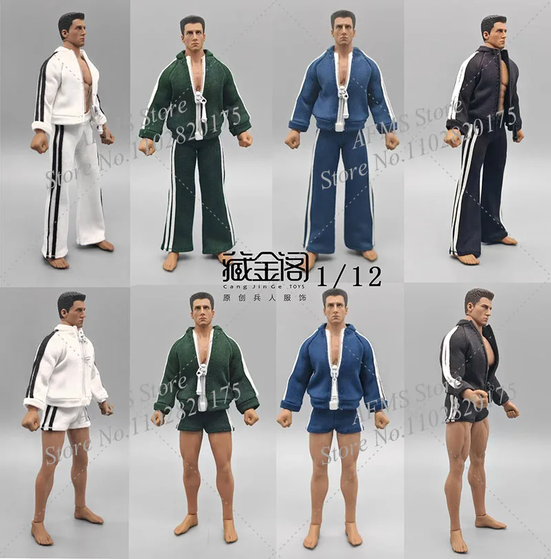 1/12 الرجال الجندي طالب موحدة طويلة الأكمام البريدي معطف السراويل السراويل الرياضية مجموعة صالح 6 بوصة عمل الشكل الدمى الجسم #2