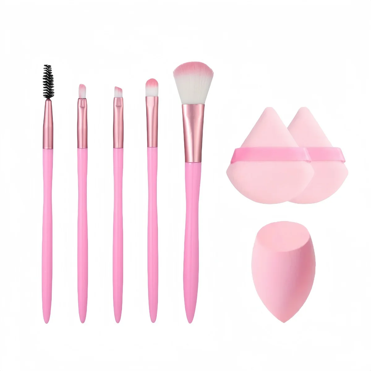 Ensemble de pinceaux de maquillage 8 pièces, avec éponge de mélangeur de beauté et bouffée de poudre en éventail, Kit d'outils cosmétiques professionnels