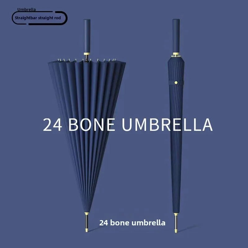 Paraguas de lluvia grande de 24 huesos con mango largo para hombres y mujeres, paraguas recto antiviento para uso doméstico de lluvia pesada