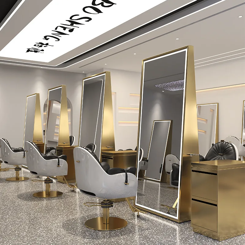 

Classic Luxury Hair Salon Furniture Equipment Barber Hairdressing Mirror Station With Led Light