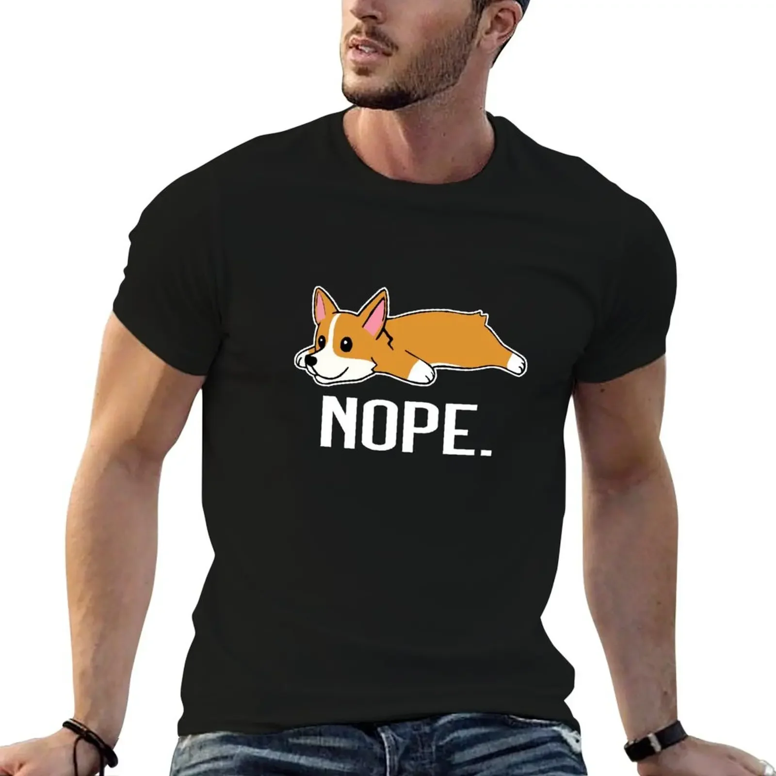 

Nope Corgi , Corgi love Funny dog pembroke welsh funny dog sayings mom dad T-Shirt Short sleeve tee men tshirt