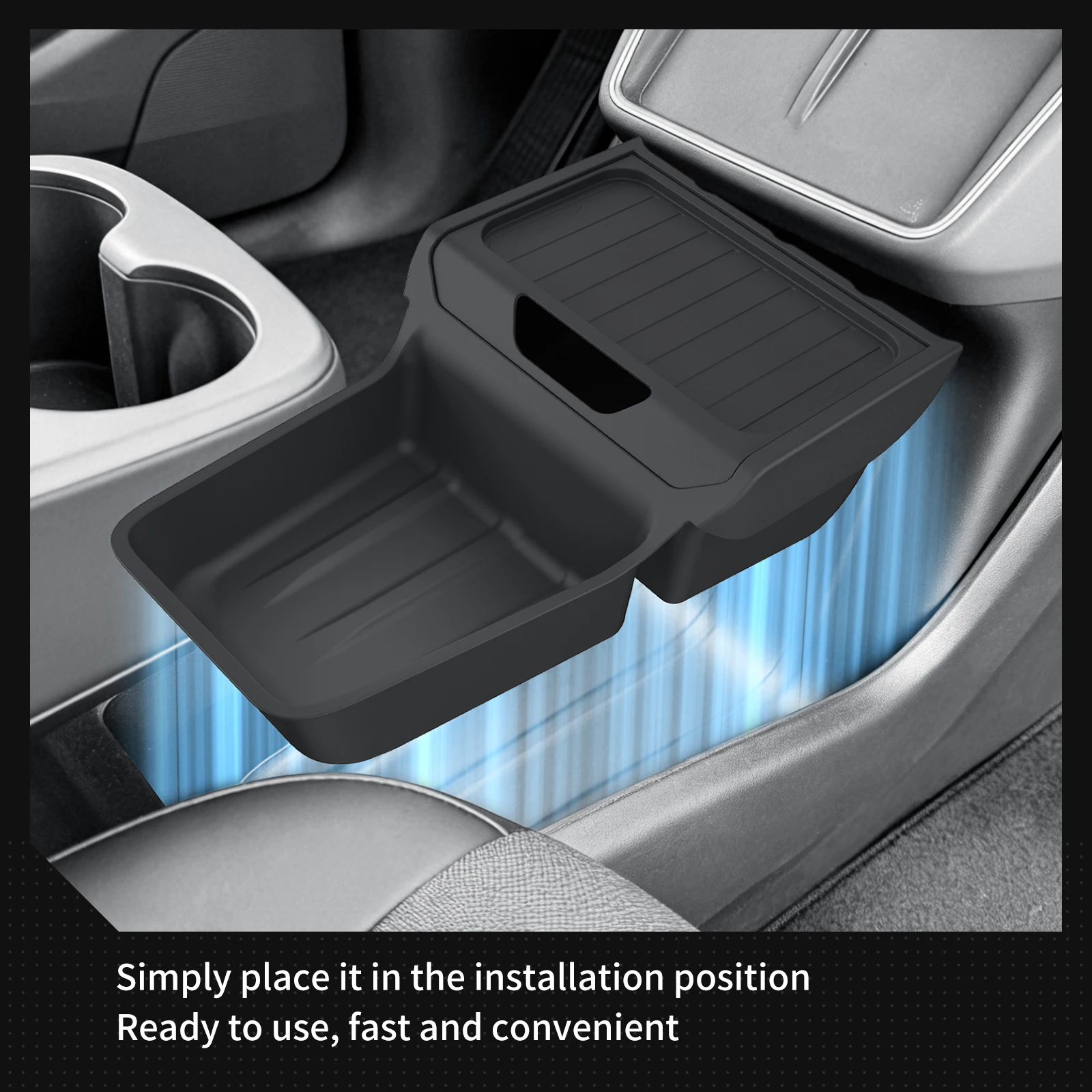 Picture 7: for Tesla Model Y Juniper Standard RWD 2026 Center Console Lower Storage Box Organizer Tidying Storage Case Car Accessories